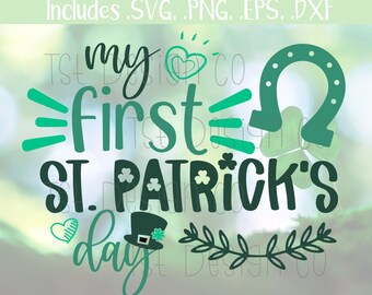 Mi primer día de San Patricio SVG - Primer St Patricks svg del bebé - 1er St Patricks svg - PNG DXF Eps - Archivo de corte para calcomanías de camisa para bebé svg