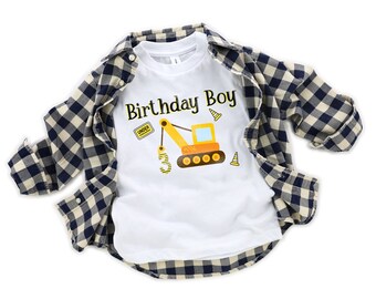 Third Birthday Boy Outfit - Construction Vehicle Third Birthday - Toddler Baby Tee - 3rd Birthday Party - Crane Birthday Shirt