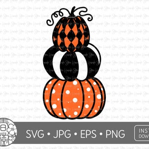 Pumpkin SVG, Halloween Pumpkin SVG, Thanksgiving, Stacked Pumpkins, Tshirt, Cricut, Silhouette, Cut File, Jpg, Png, Instant Download