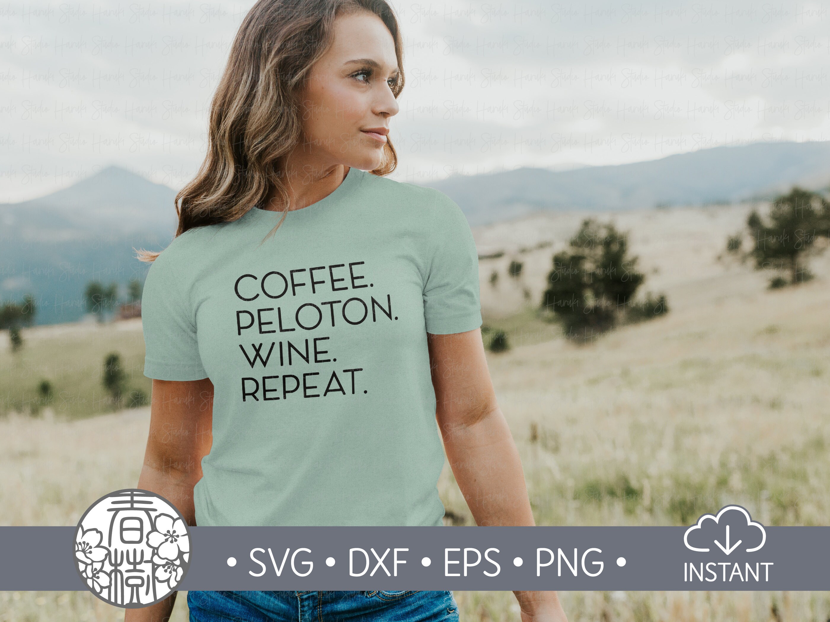 Coffee Peloton Wine Repeat SVG Peloton Quotes Decal shirt Etsy