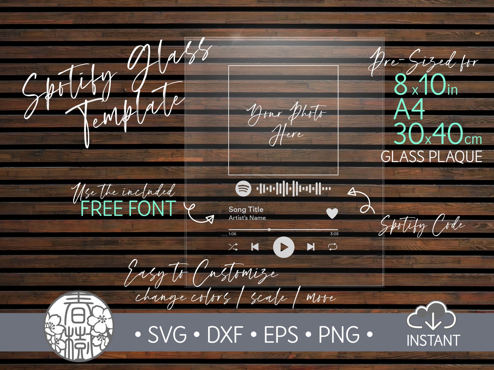 Spotify Plaque svg with FONT Spotify Glass Template Music Etsy Spotify Plaque svg with FONT Spotify Glass Template Music Etsy