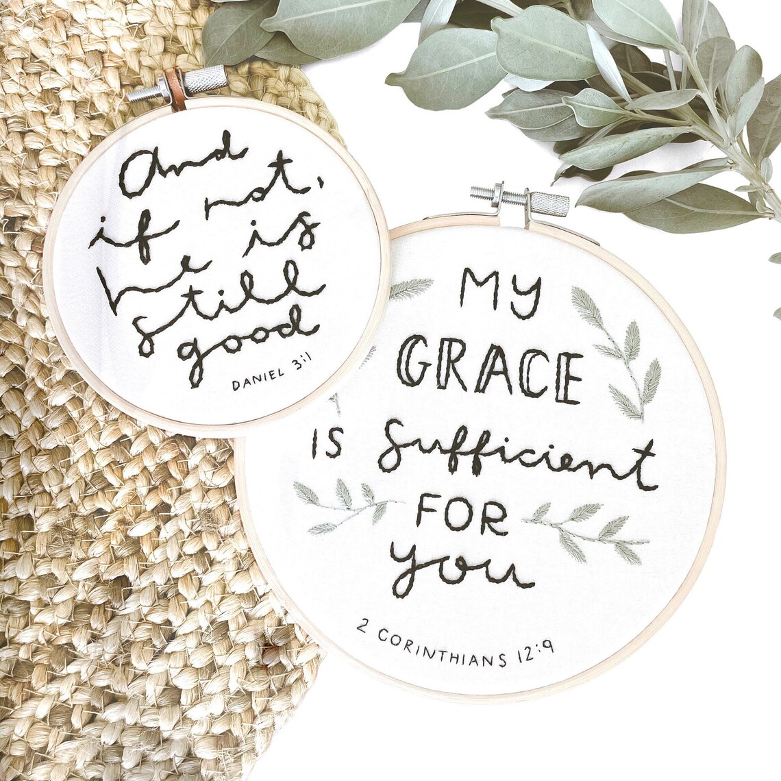 Set Of Two Bible Verse Embroidery Hoops My Grace Is Etsy