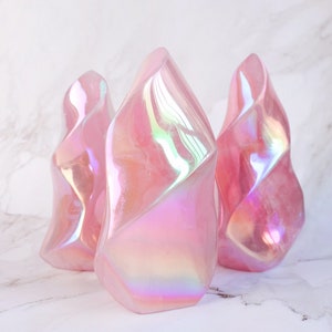 Natural Rose Quartz Aura Flame| Angel Aura Rose Quartz Flame | Pink Crystal Flame | Opal Aura Quartz Flame | “A” Grade