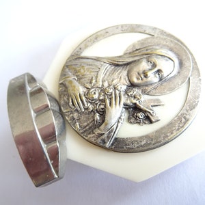 French Vintage St. Therese Portrait, Religious Stand Travel Altar D 509