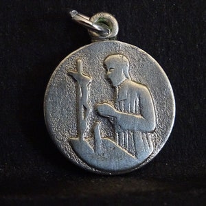 Saint Louis Marie Grignion de Montfort Medal Antique Catholic Pendant Medallion Holy Charm P 424