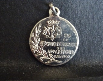 Grotto of Lourdes: Cinquantenare 1858 1908 place of the apparitions of the Virgin Mary  medal medallion pendent medaille Holy Charm P 73
