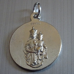 St Anne medaille = patron saint of Grandmothers. Antique Religious French Pendant. medal medallion pendent medaille Holy Charm
