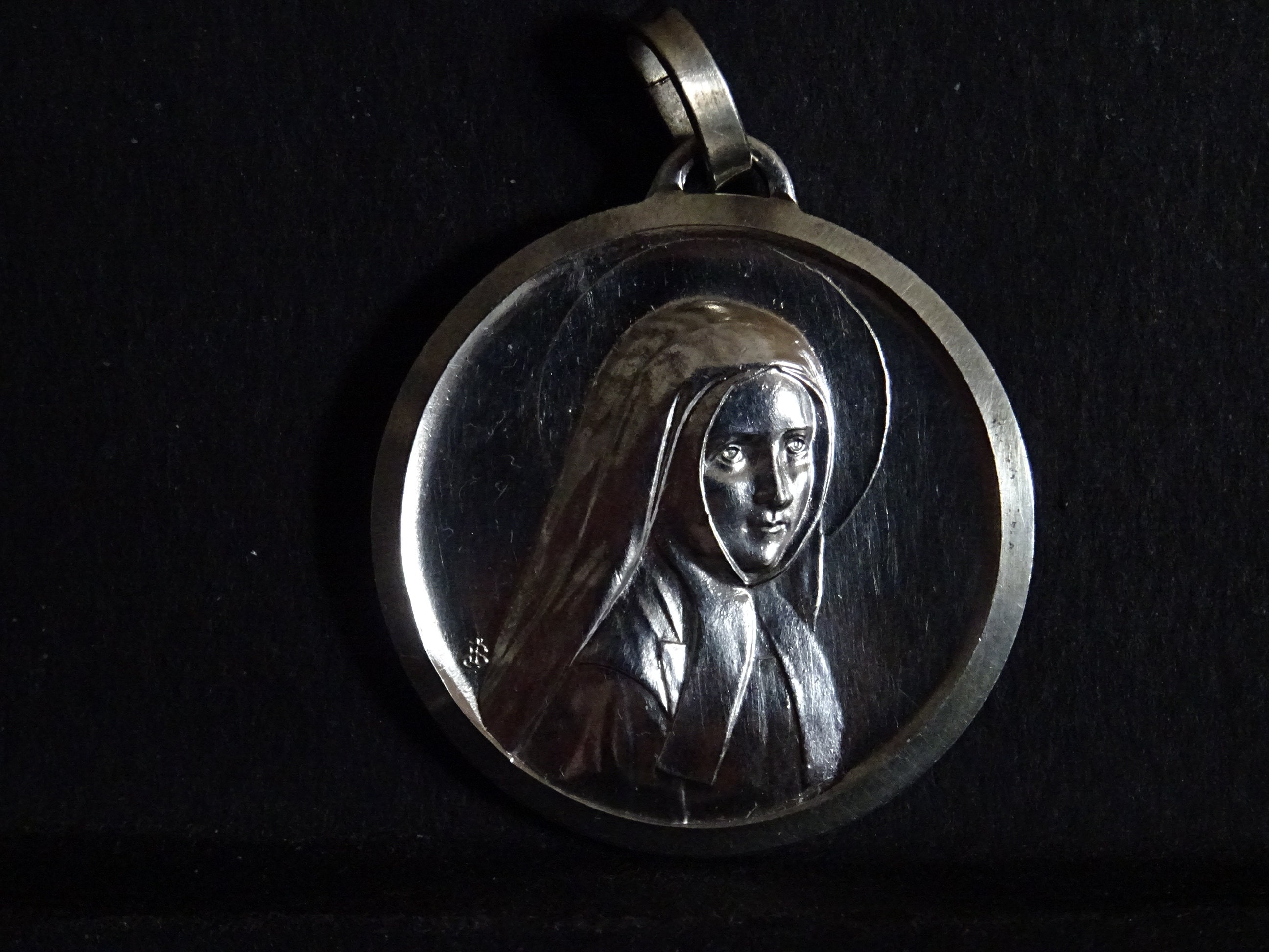 Saint Bernadette Signé Jb Antique Pendentif Saint Charme Médaillon P 482