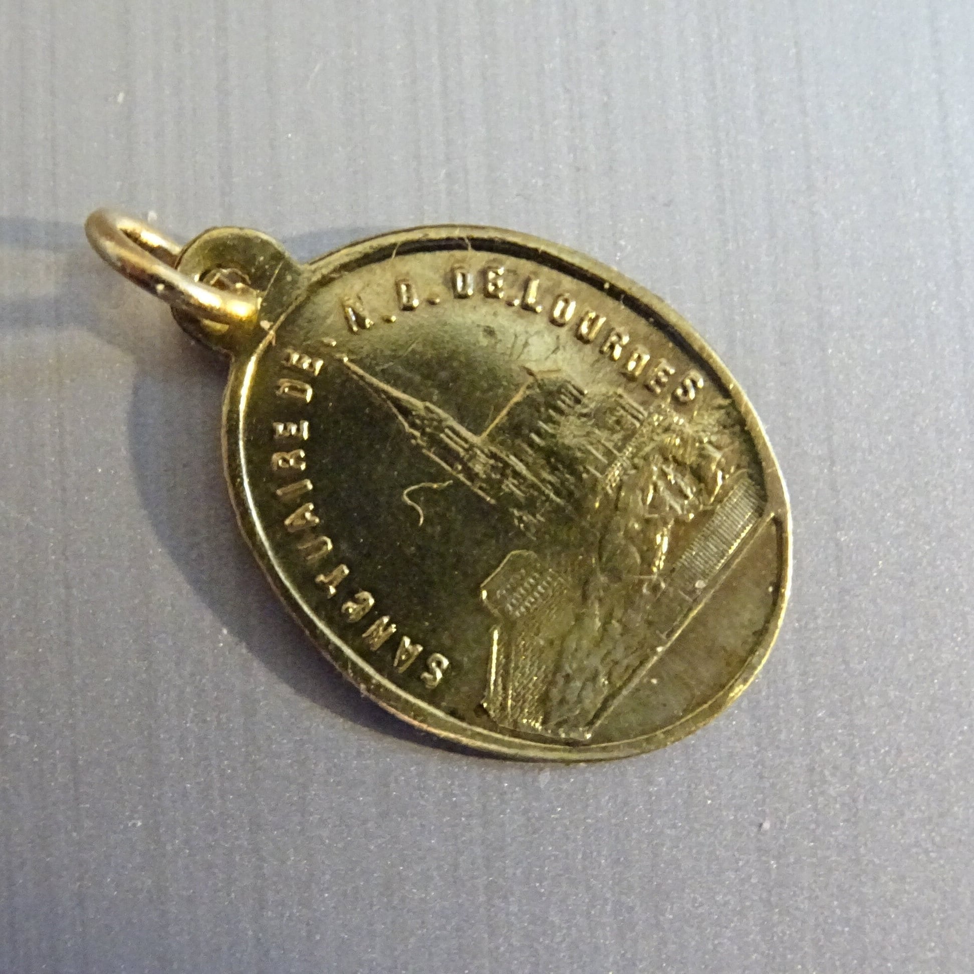 Lourdes. Immaculée Conception Vierge Marie Était Libre Du Péché Originel, Brass Vintage Medal Penden