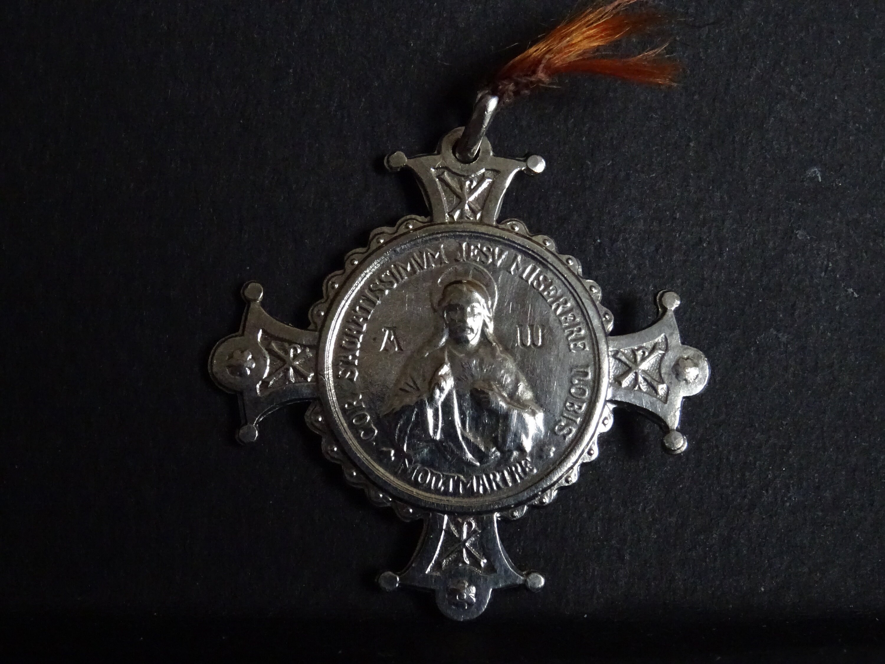 Médaille d'argent Antique Pendentif Sainte-Croix Du Christ Notre Seigneur de Montmartre