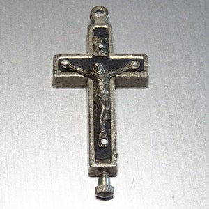 Roma Catacombs Italy Black Wood  Relic Cross Crucifix Opens Screw Religious Pendant Medallion Holy Charm BB 762
