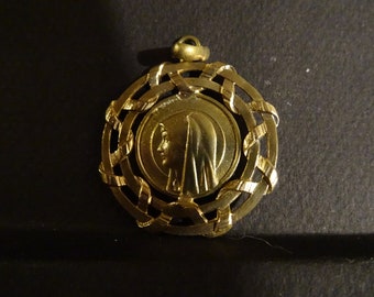Virgin Mary Centenary 1858 - 1958 Lourdes medaille French medal  Gold Colour