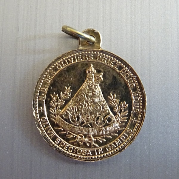 Our Lady N.D des Olivers. Signierter L. Penin. Französische Medaille Religiöser katholischer Anhänger Medaillon Heiliger Anhänger B 337