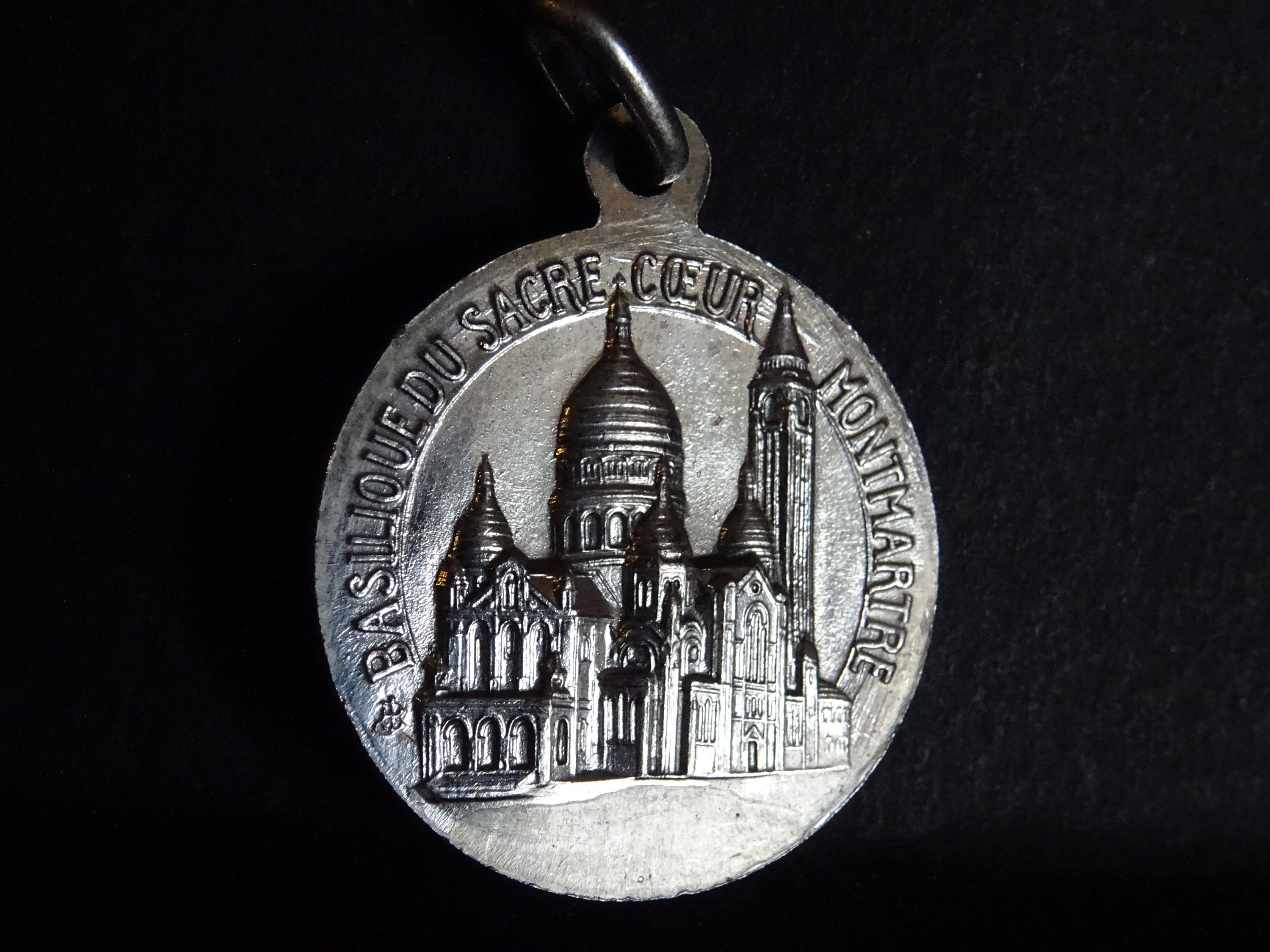 Plaque d'argent Sacré-Cœur de Montmartre Coeur Jésus Signé Jb Médaille Antique Catholique Pendentif 