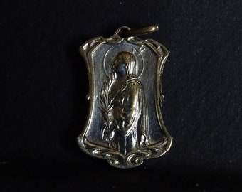 St. John Vianney St. Philomena Silver Vintage Medal patron saint of infants, babies, and youth