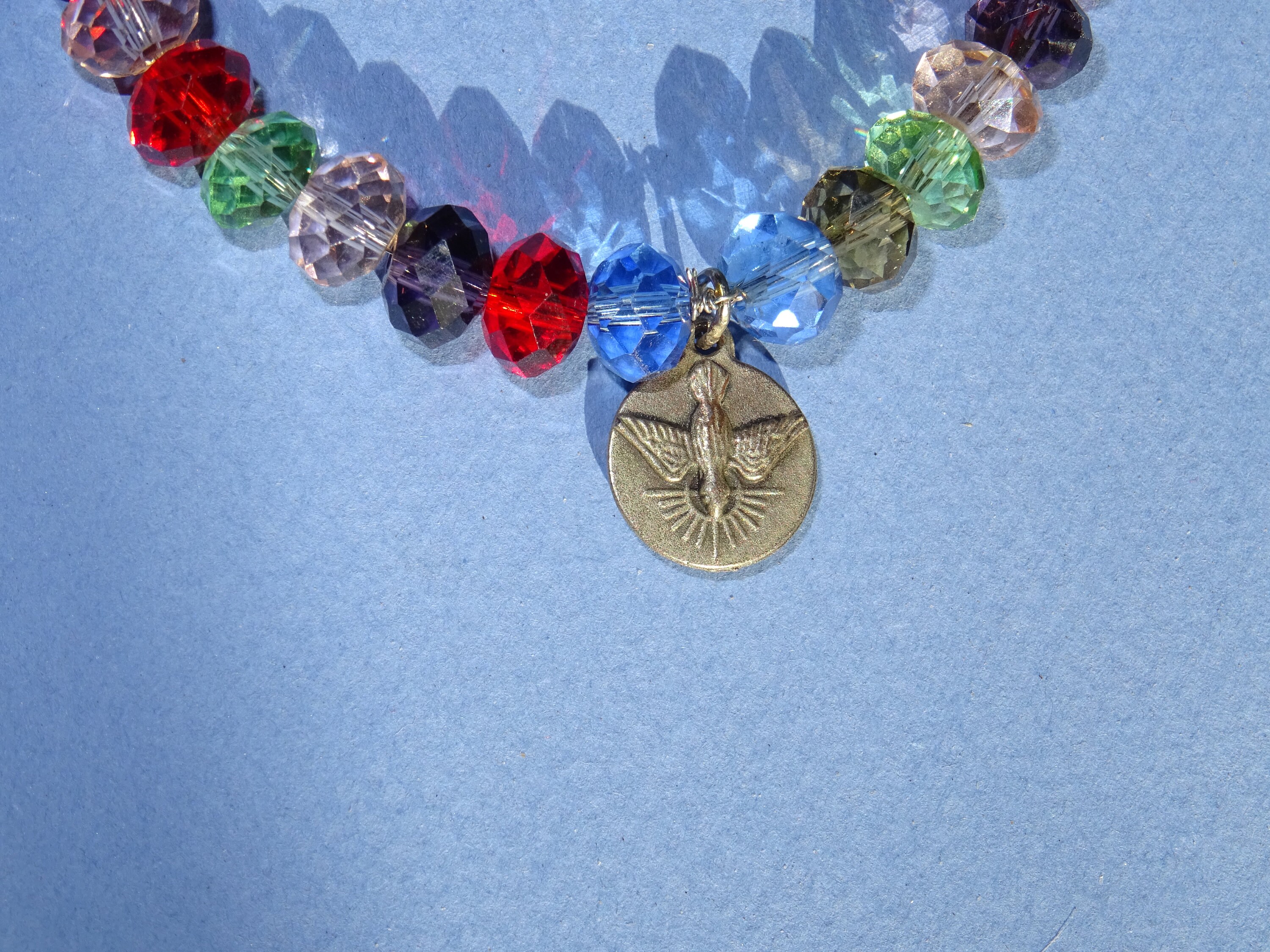 Bracelet Français Medallion Holy Spirit Dove Medal, Photo Mary Jesus