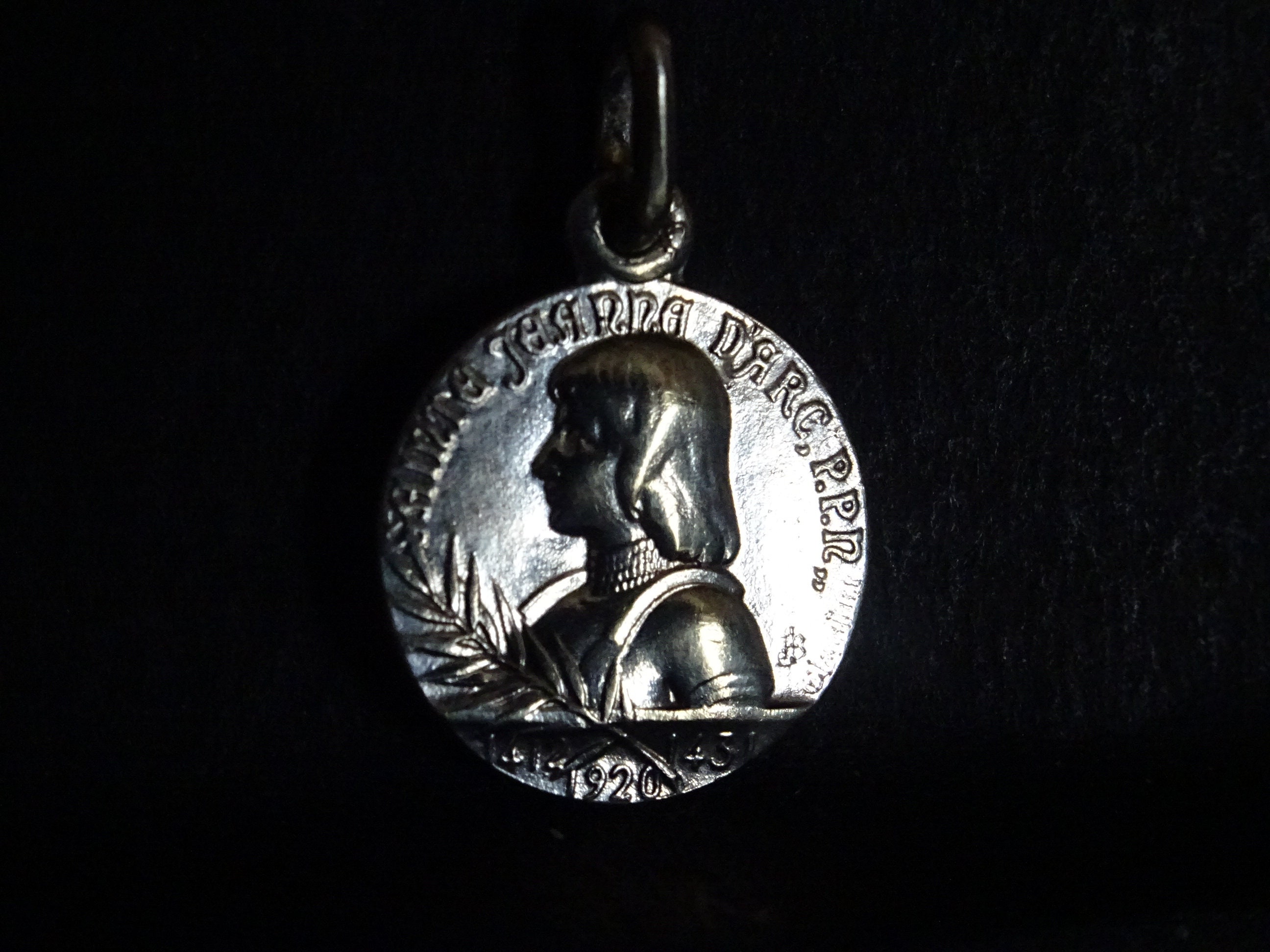Sainte Jeanne d'arc - Sainte Médaille Domremy Antique Religieuse Français Pendentif en Argent Médail