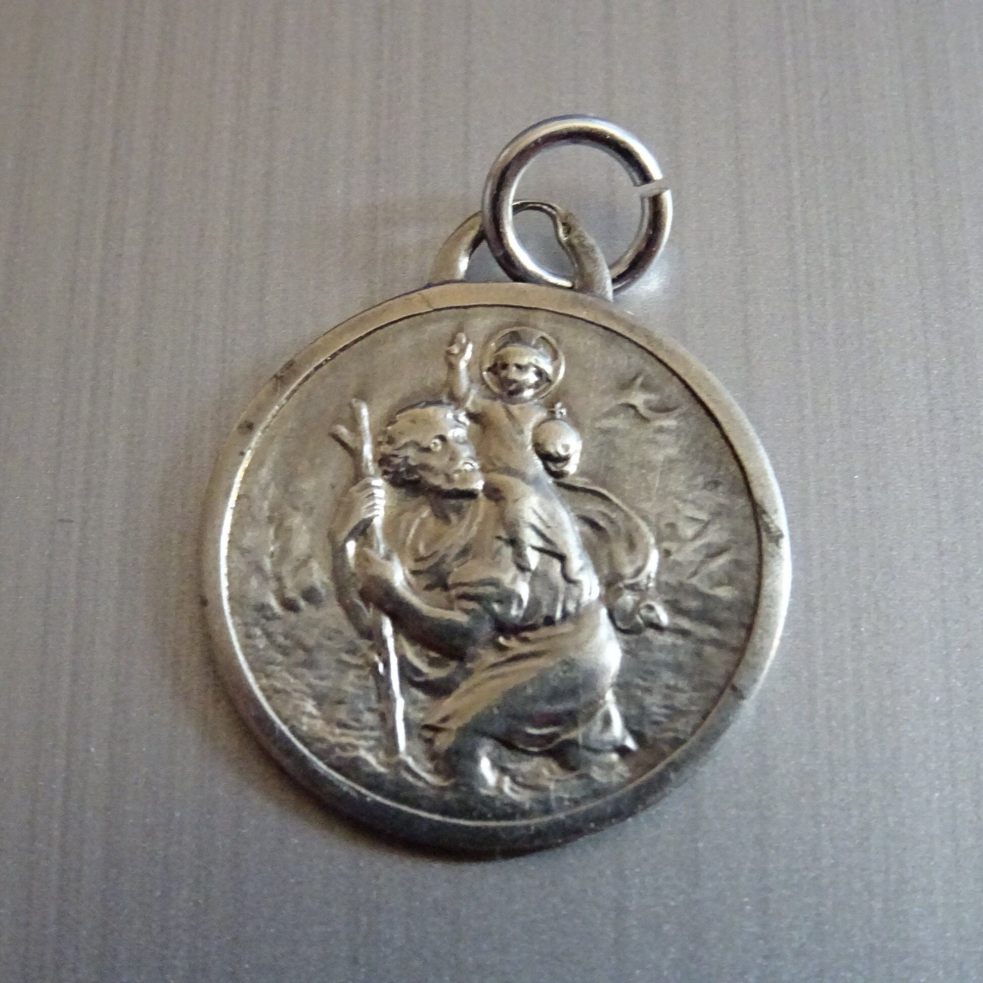 st Christopher 1, 8 cm Vintage Pendent Medal Médaille Saint Charme B 560