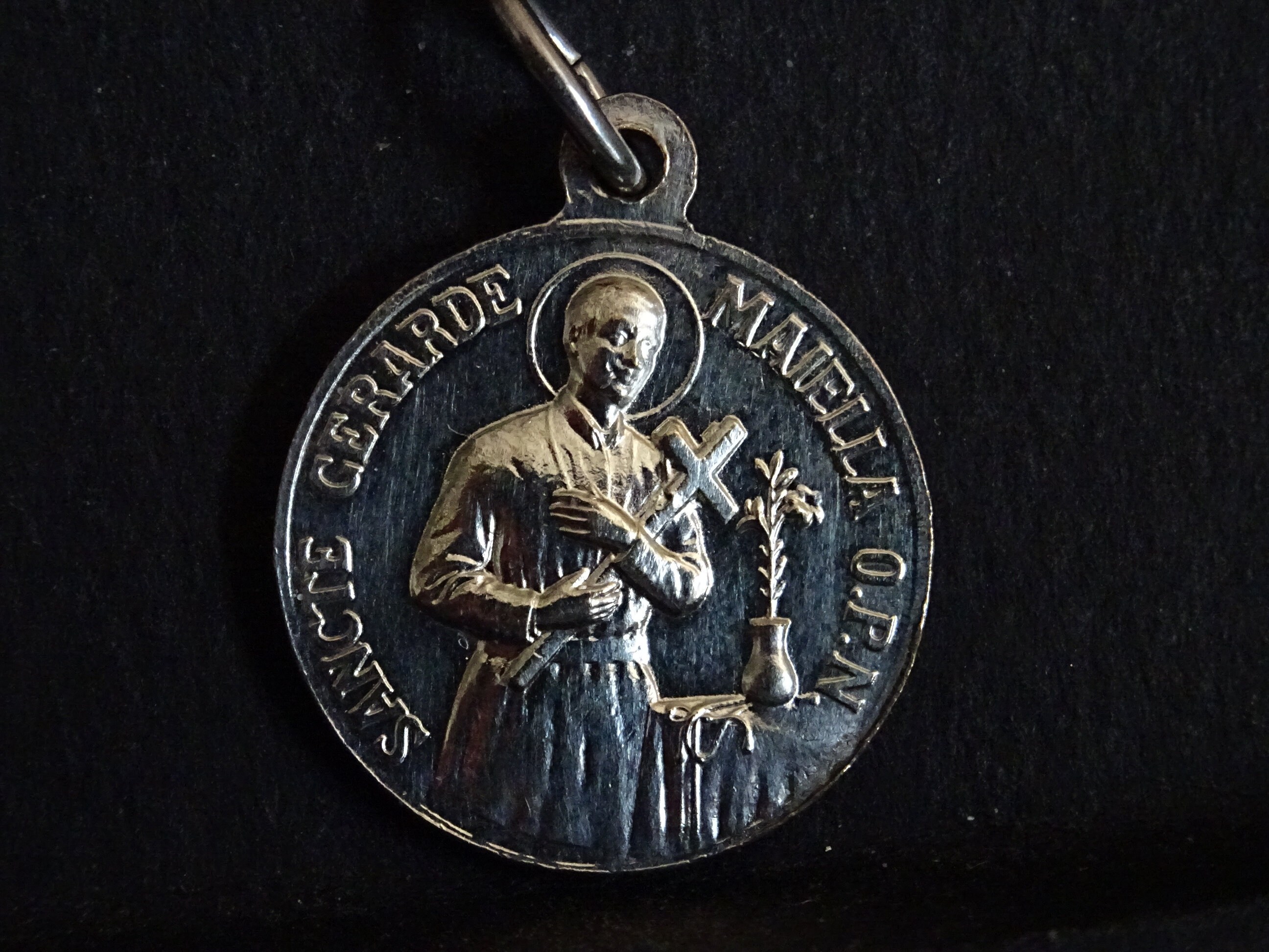 Notre Mère Des Anges Saint Gérard Patron de La Maternité, Fertilité. Médaille Antique Catholique Pen