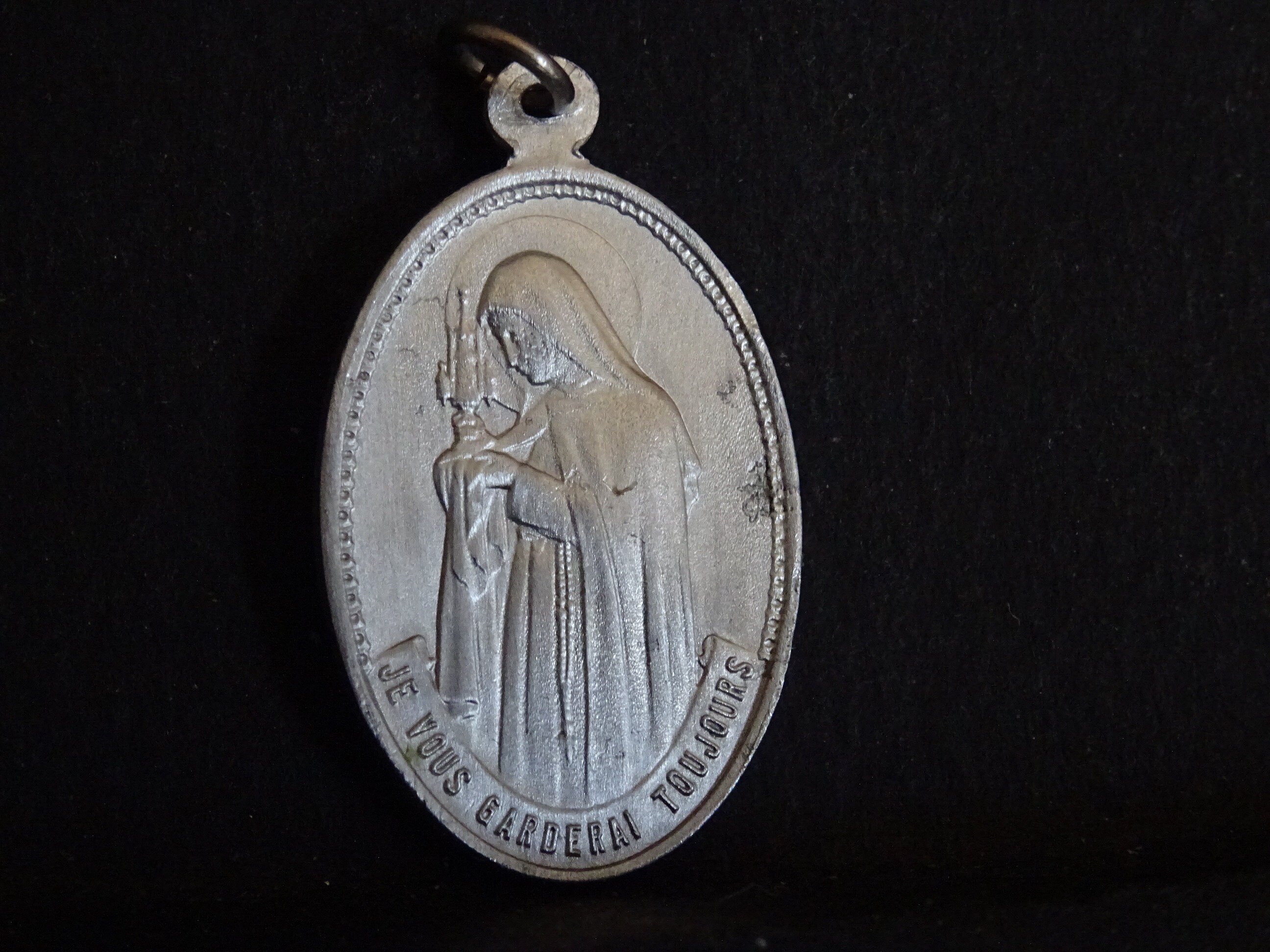 Je Prends Toujours Soin de Vous, Medallion Medal Medaille Religieux Vintage Holy Charm Aluminium P 2