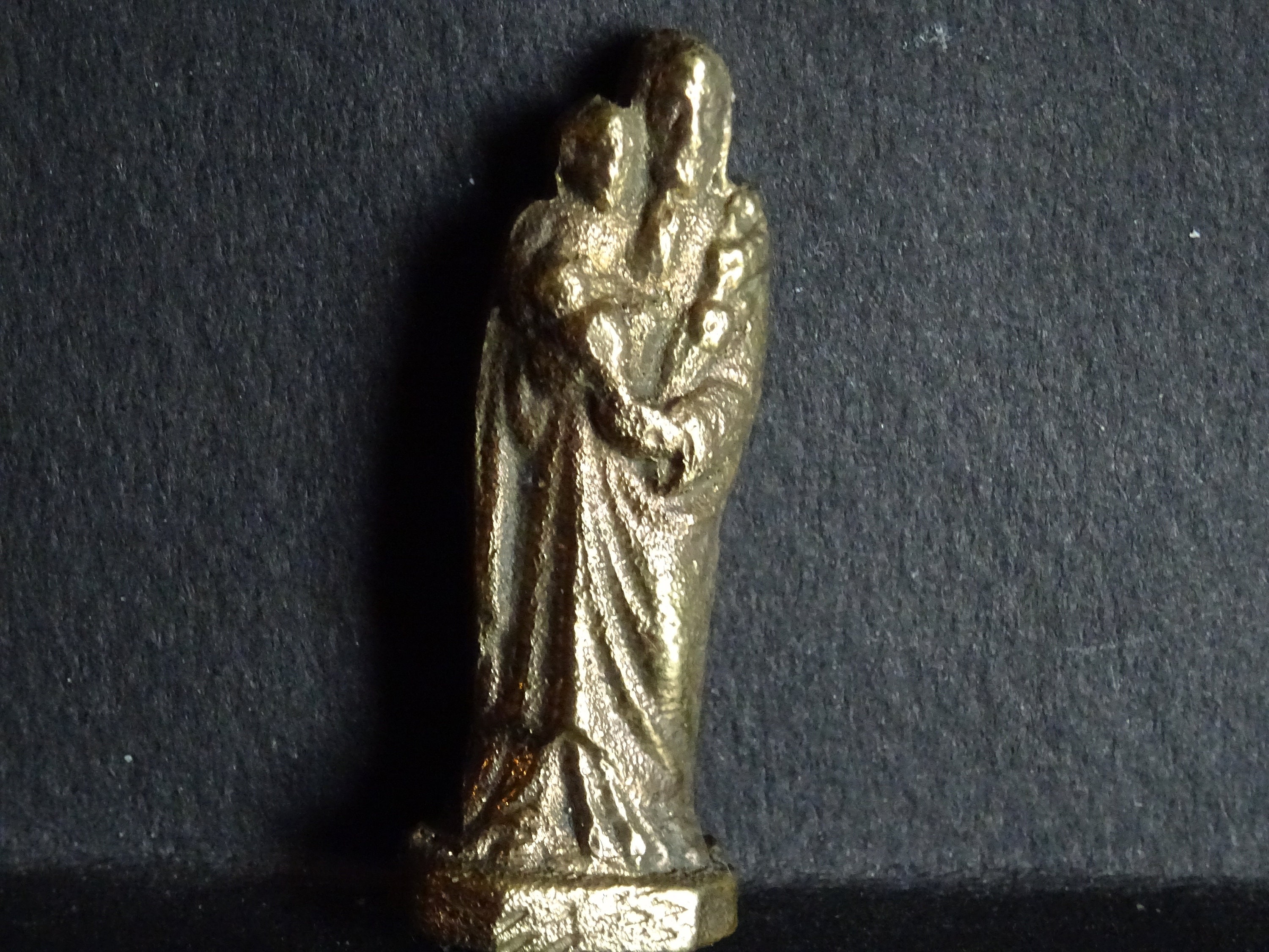 Ancienne Religieuse Medaille Médaille Pocket Shrine Statue