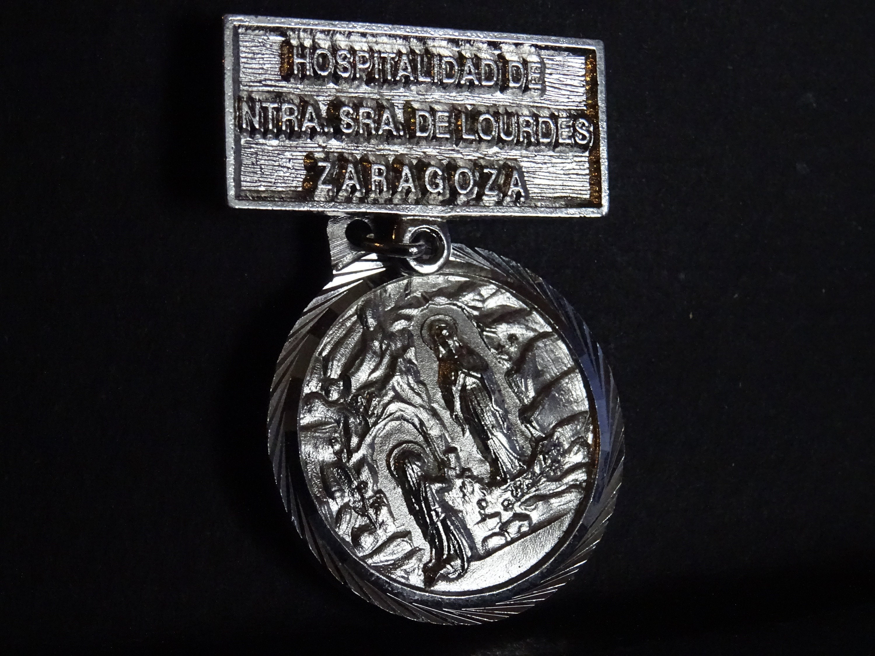 Pigrimage de Lourdes Notre-Dame Du Pilier Saragosse Broche d'argent Médaille Médaillon Pendentif Sai