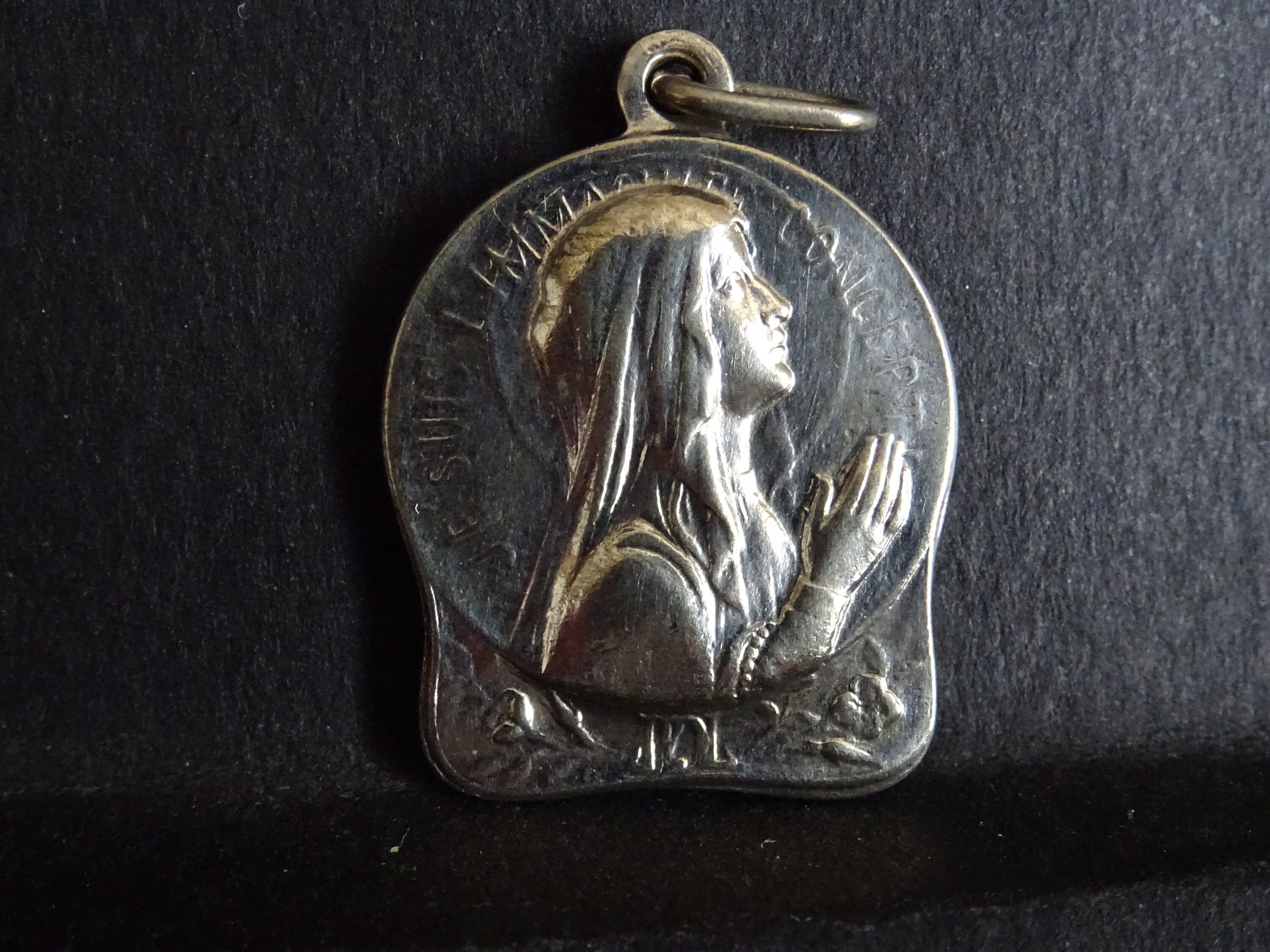 Art Nouveau La Vierge Marie - Immaculée Conception Médaille d'argent Medaille Vintage Religieux Holy