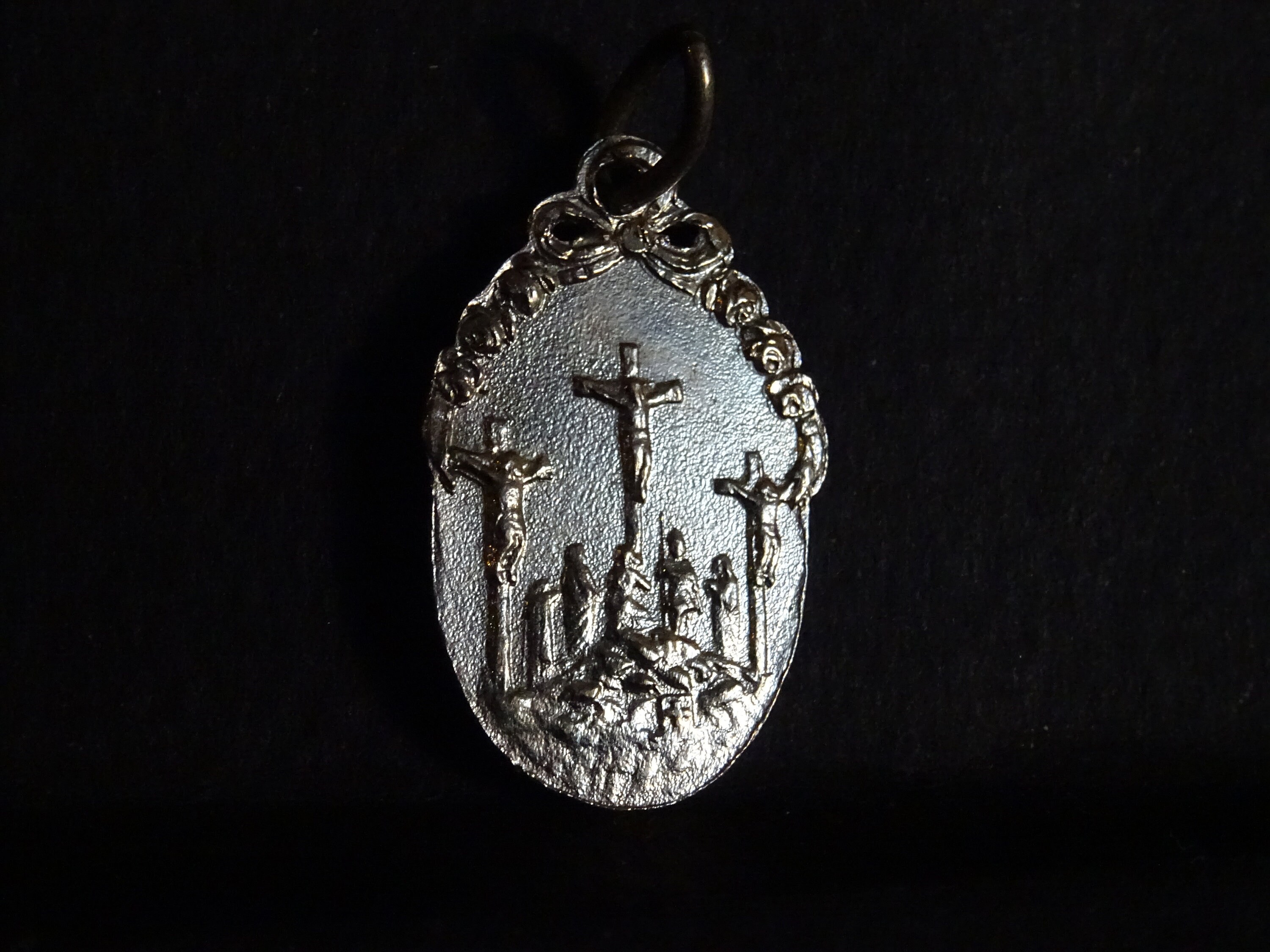 Mount Of Olives Crucifixion Medal Religious Antique Argent Pendentif Saint Charme Médaillon