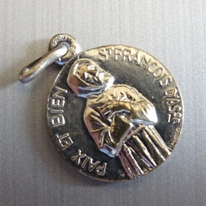 N. D. DE Ste Paix Caen & St. Francois D&#39; Assise. Truce of God, Curfew. Signed JB. medallion pendent Holy Charm P 974