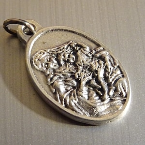 Madonna and Child Medallion: Oxidized Silver Holy Charm Pendant