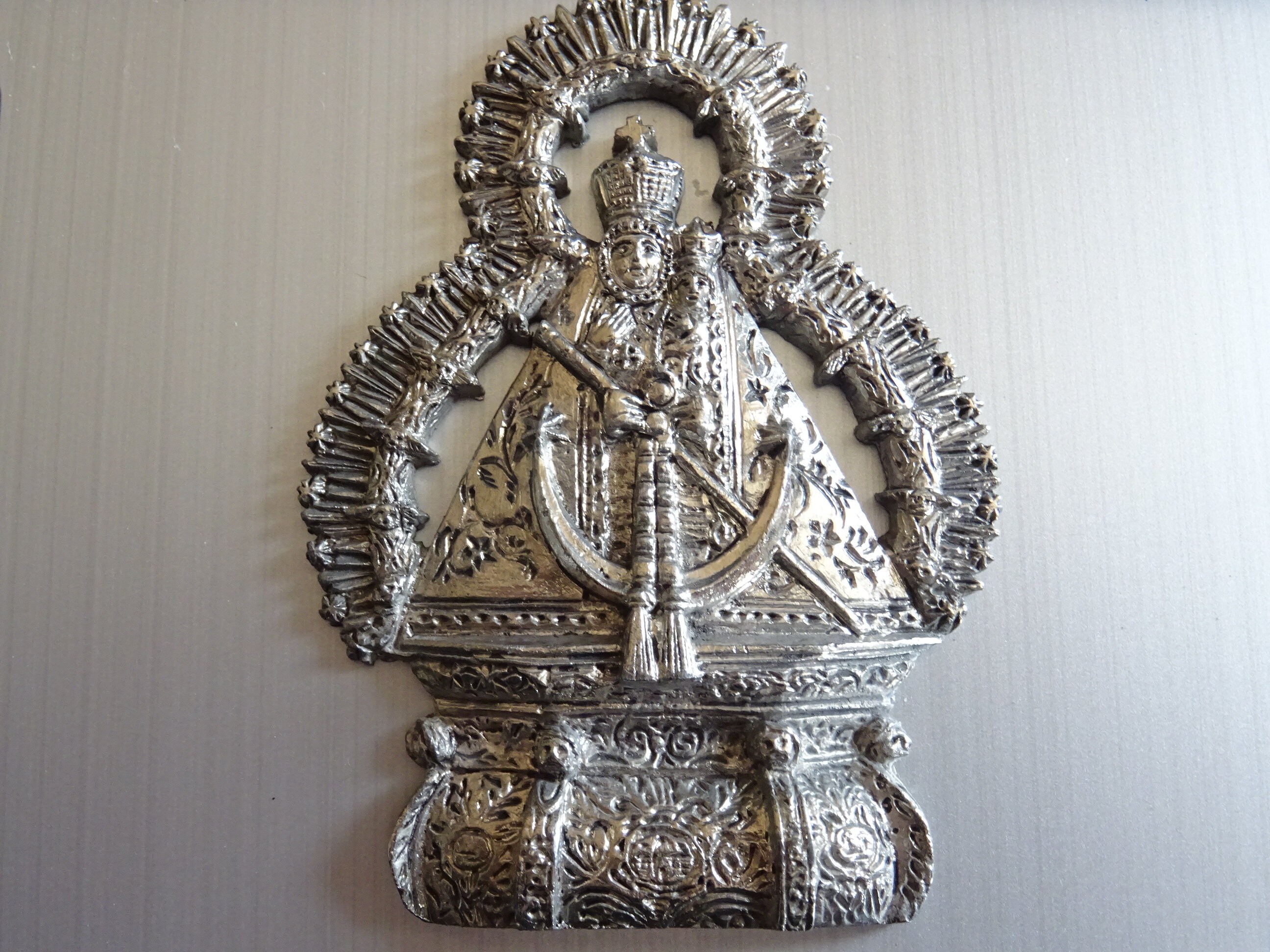 Lady Pillar/Pilar Patronne de La Police et Des Facteurs Médaille d'alpaga Vintage Catholique