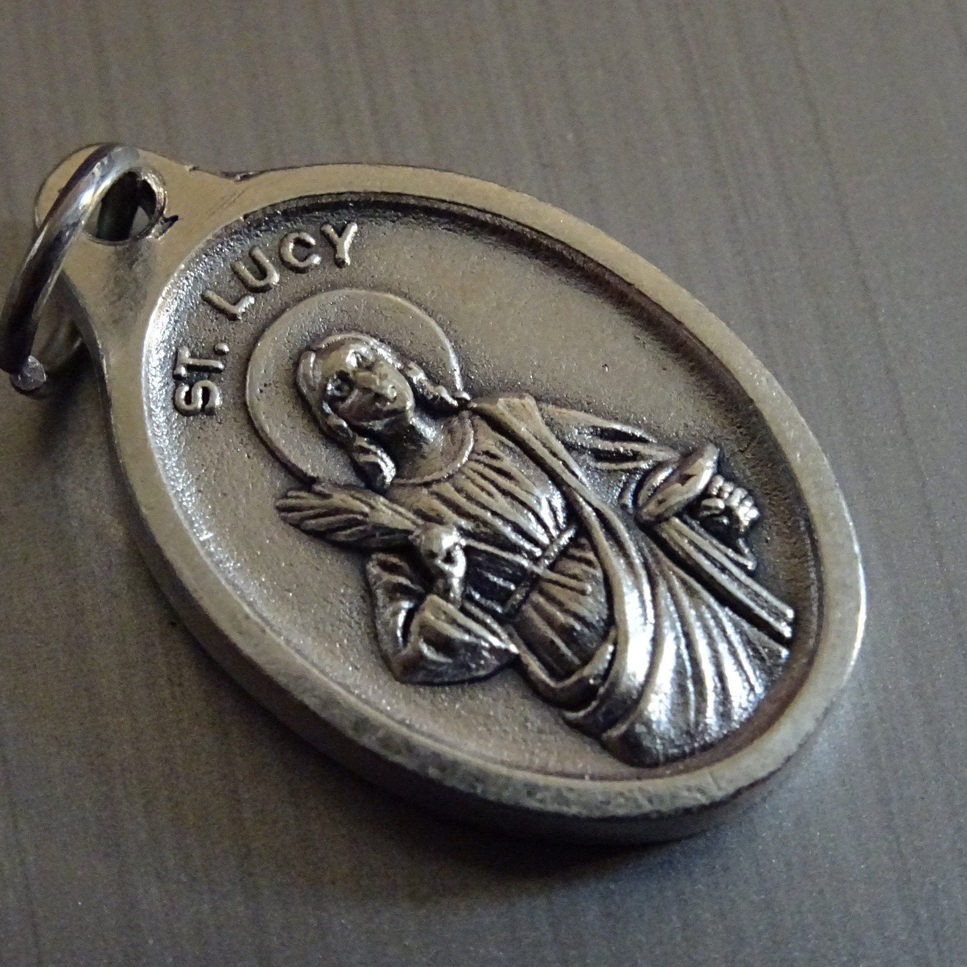 Sainte Lucie Sainte Patronne Des Aveugles, Problèmes Oculaires et de La Vue., Médaille d'argent Pend