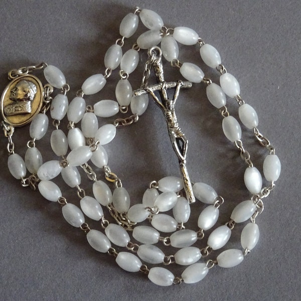 Ancient  Rosary Chapelet Jubilaeum AD 2000 medaille Mother of Pearl Beads Cross I