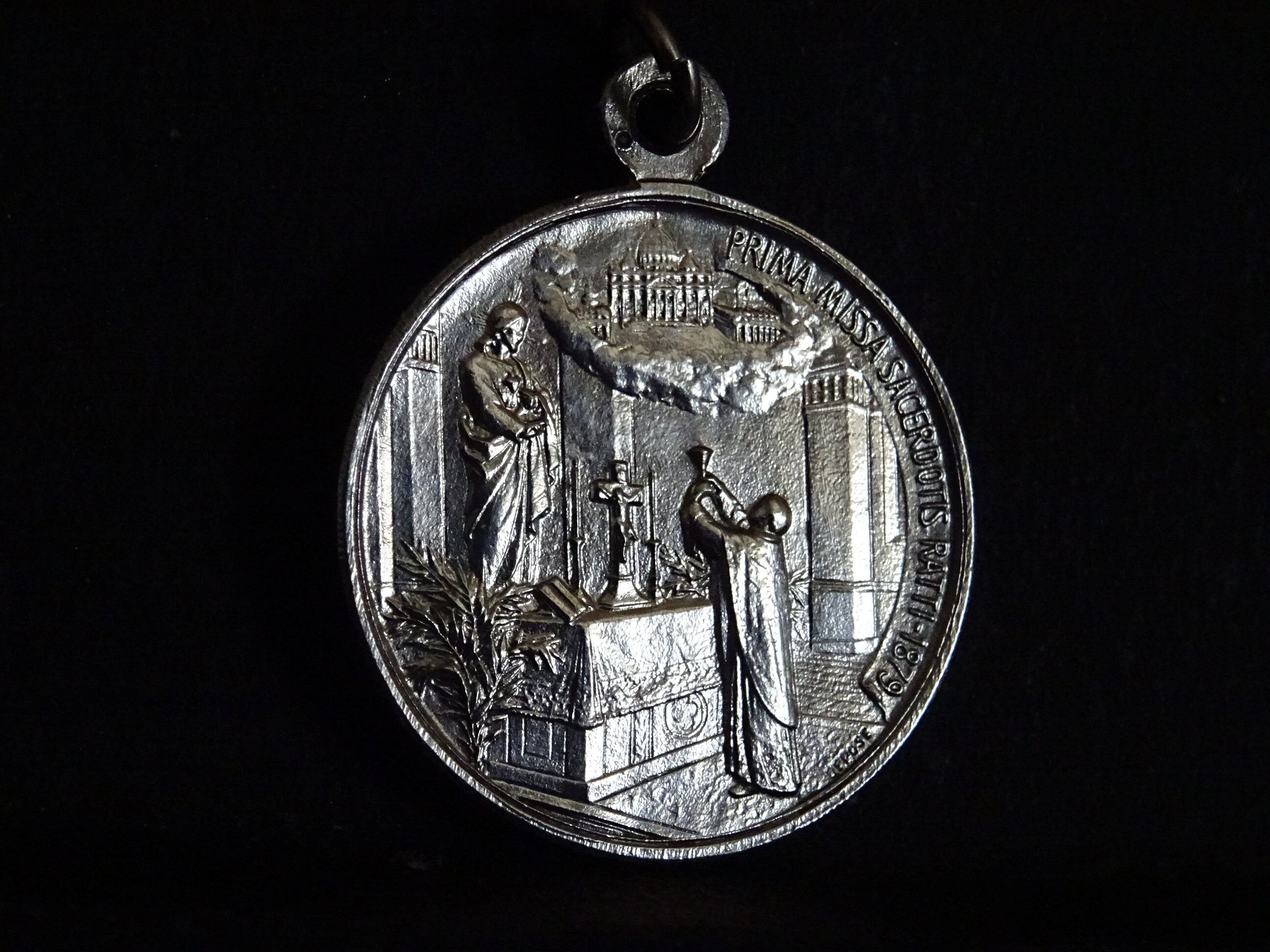 Médal Du Pape Pi Xi - in Piam Memoriam Jubil. L Sacerdotii Pii P. Pendentif Antique en Argent Saint 