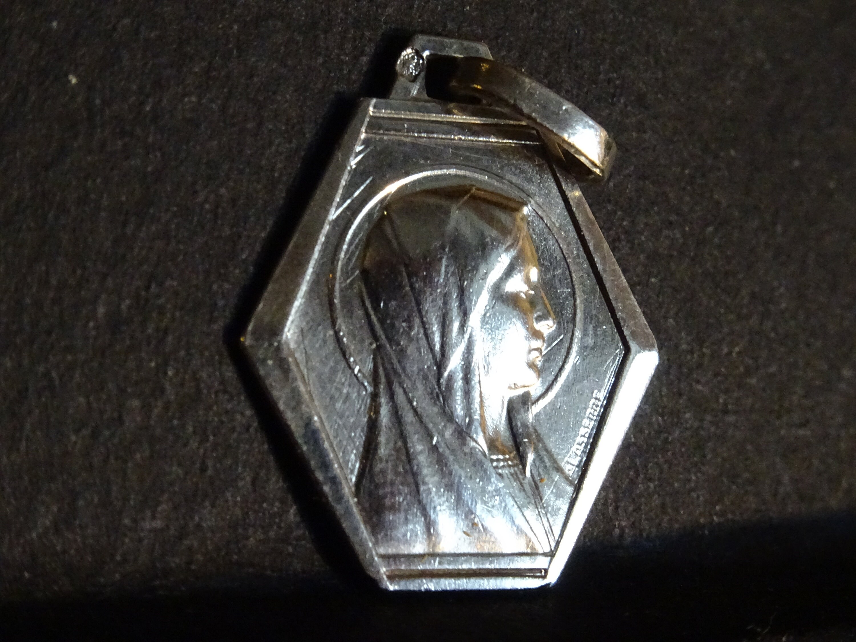 Vierge Marie Antique Religieuse Français Lourdes Pendentif. Médaillon Pendent Medaille Holy Charm