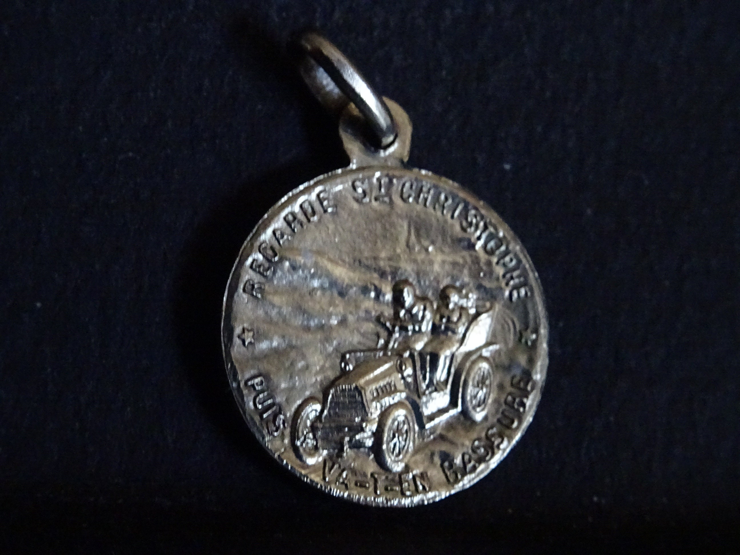 st. Christopher Car Signé France Médaille Médaillon Pendent Medaille Saint Charme P 198