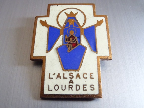 ANCIENNE BROCHE CINQUANTENAIRE apparitions N-D DE LOURDES Vierge,Argent massif EUR 30,00