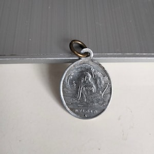 Vintage St Antoine Ermite Hermit Aluminium Pendant  medallion Medal, Holy Charm, Talisman
