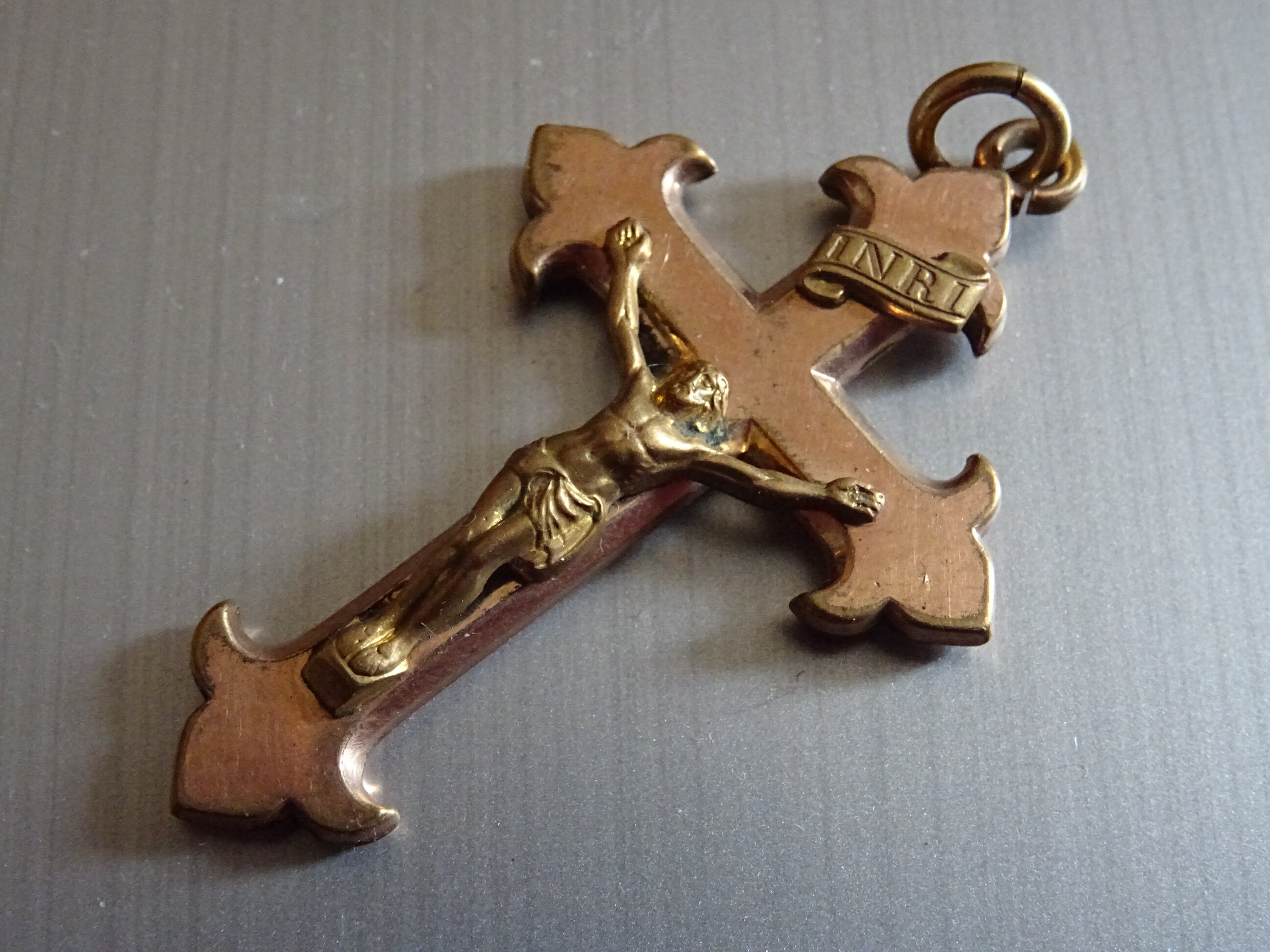 Croix de Crucifix Du Chapelet Religieux Pectoral Couleur Or Fleur Lis, . Petit Français Pendentif Vi
