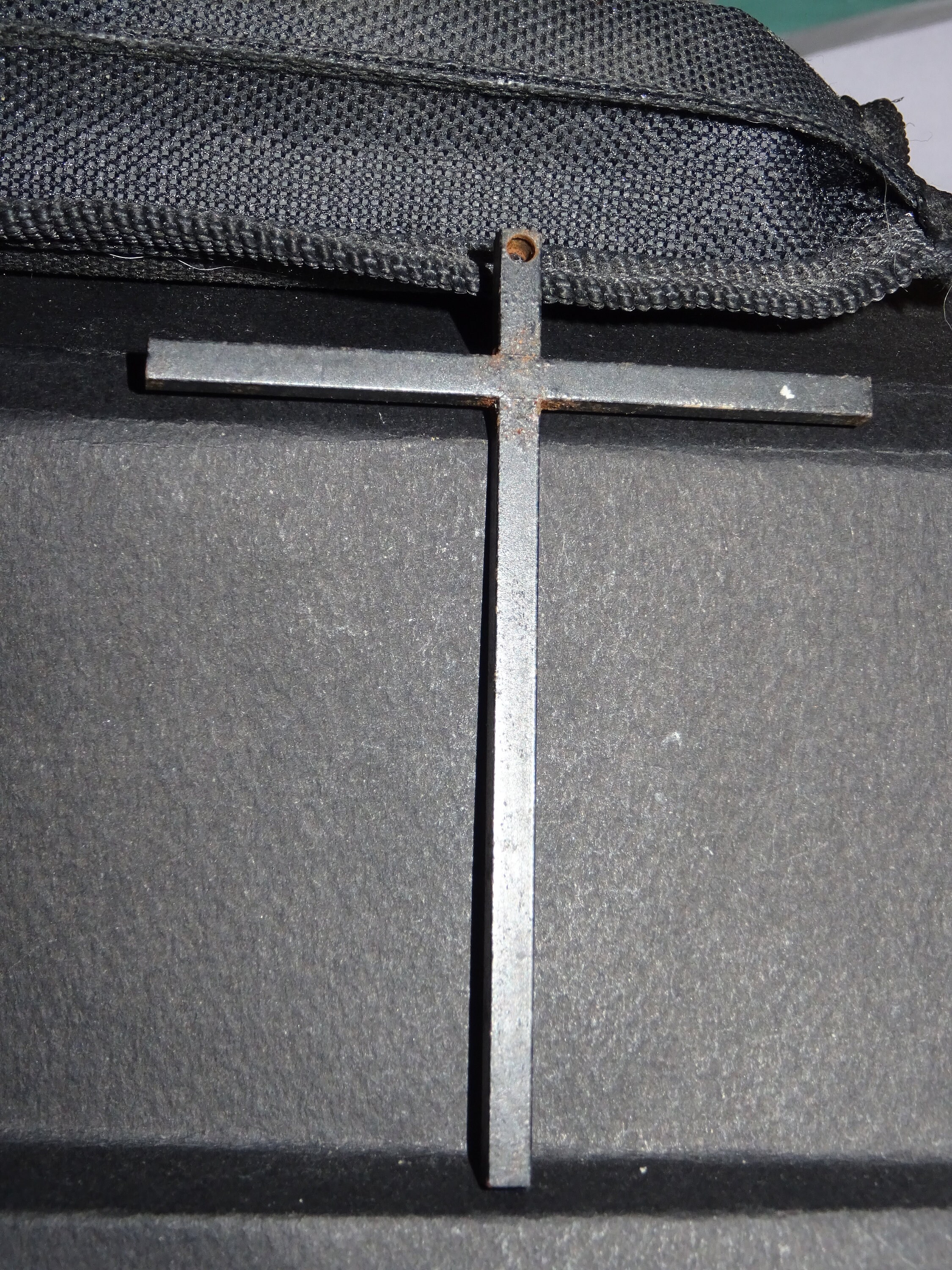 Grand Pendentif Antique de Médaille Crucifix Croix Simple