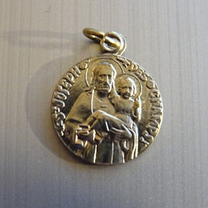 Saint Joseph des Champs, ange gardien. Médaille Pendentif Catholique Antique Médaillon Saint Charme B 504
