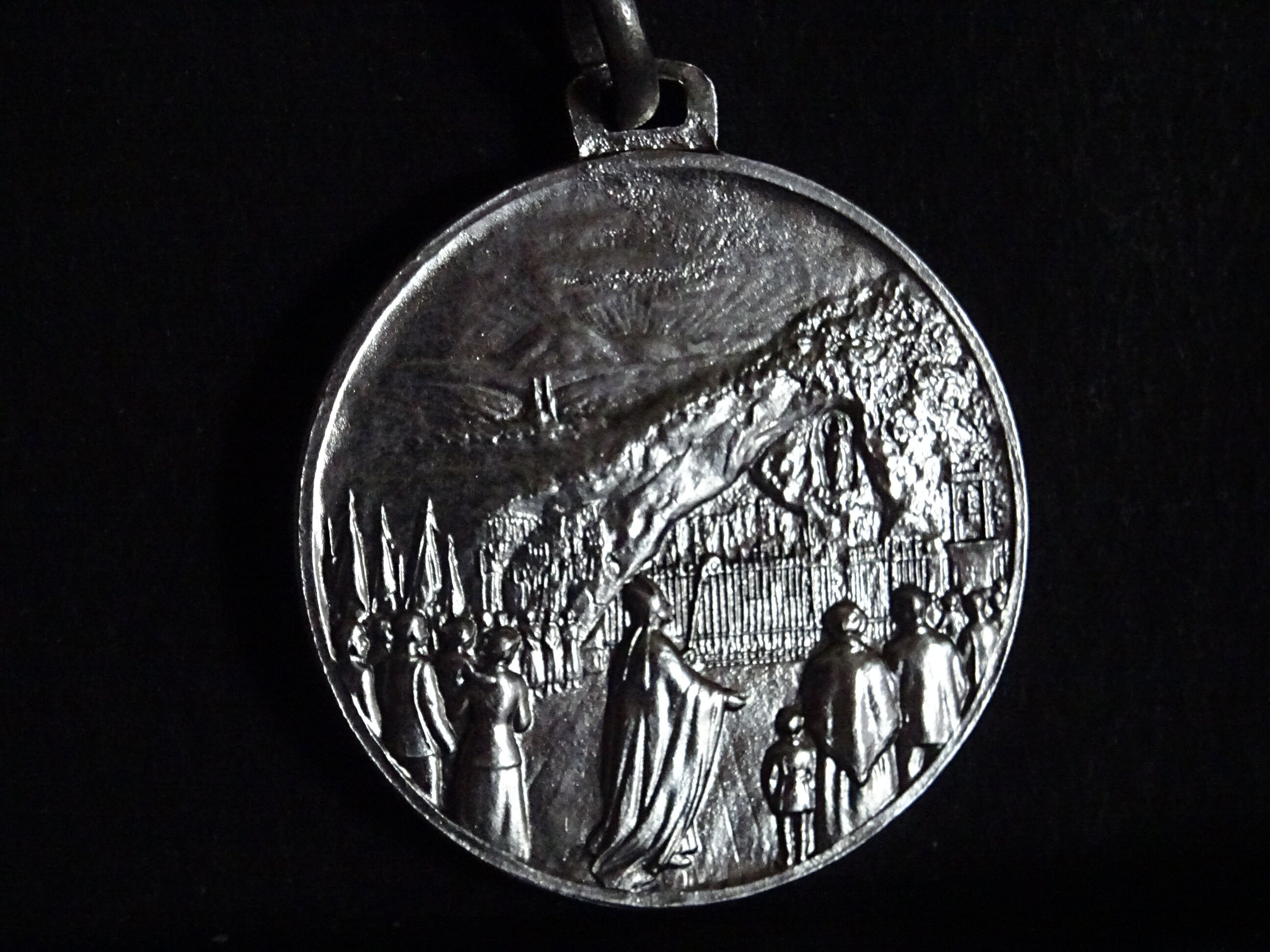 Notre-Dame Clermont Antique Pendentif d'argent Saint Charme Médaillon Médaille P 494
