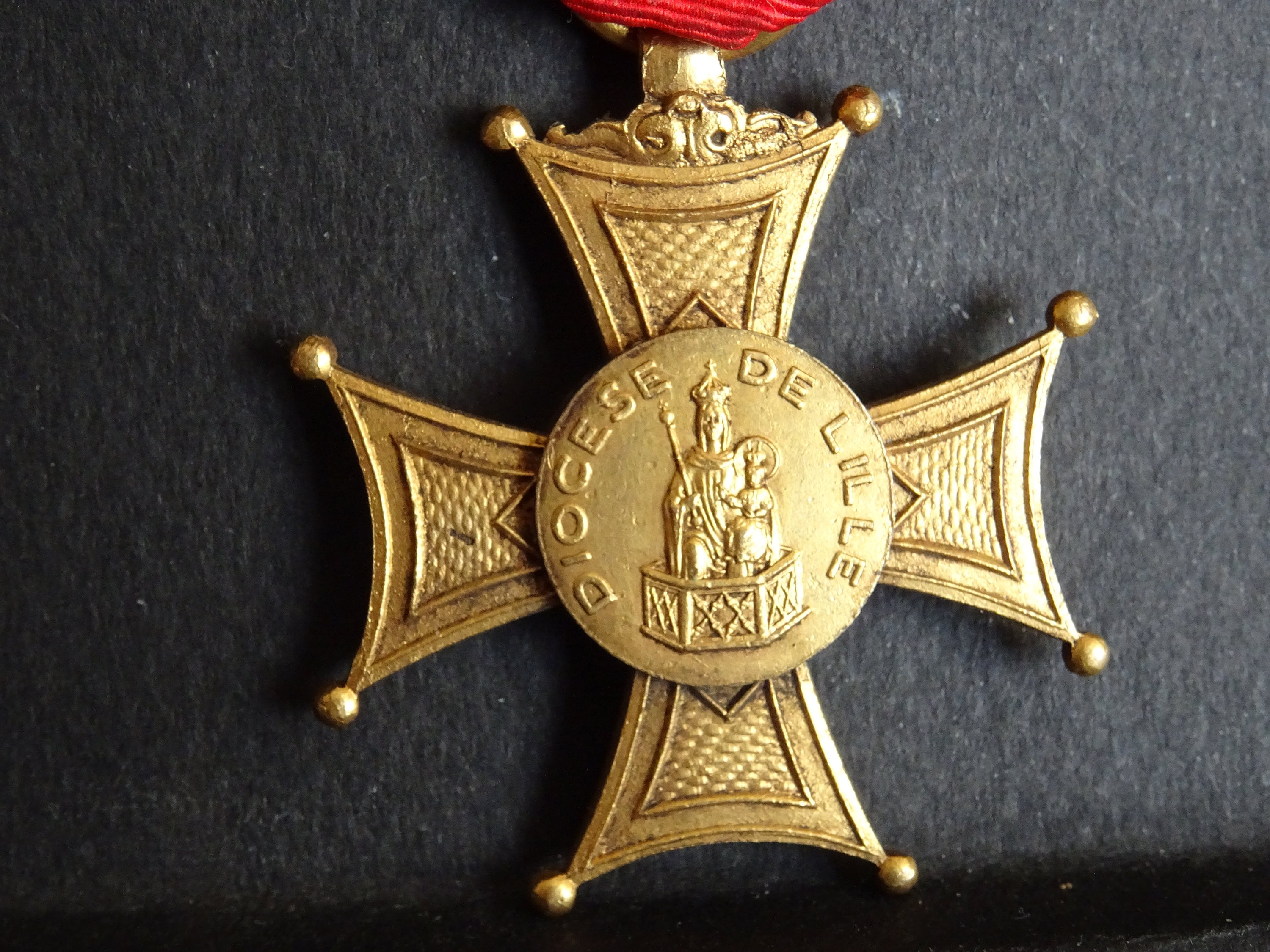 Croix Mérite Diocèse de Lille Original Français Médal Religieux Pendentif Antique Saint Médaillon Ch