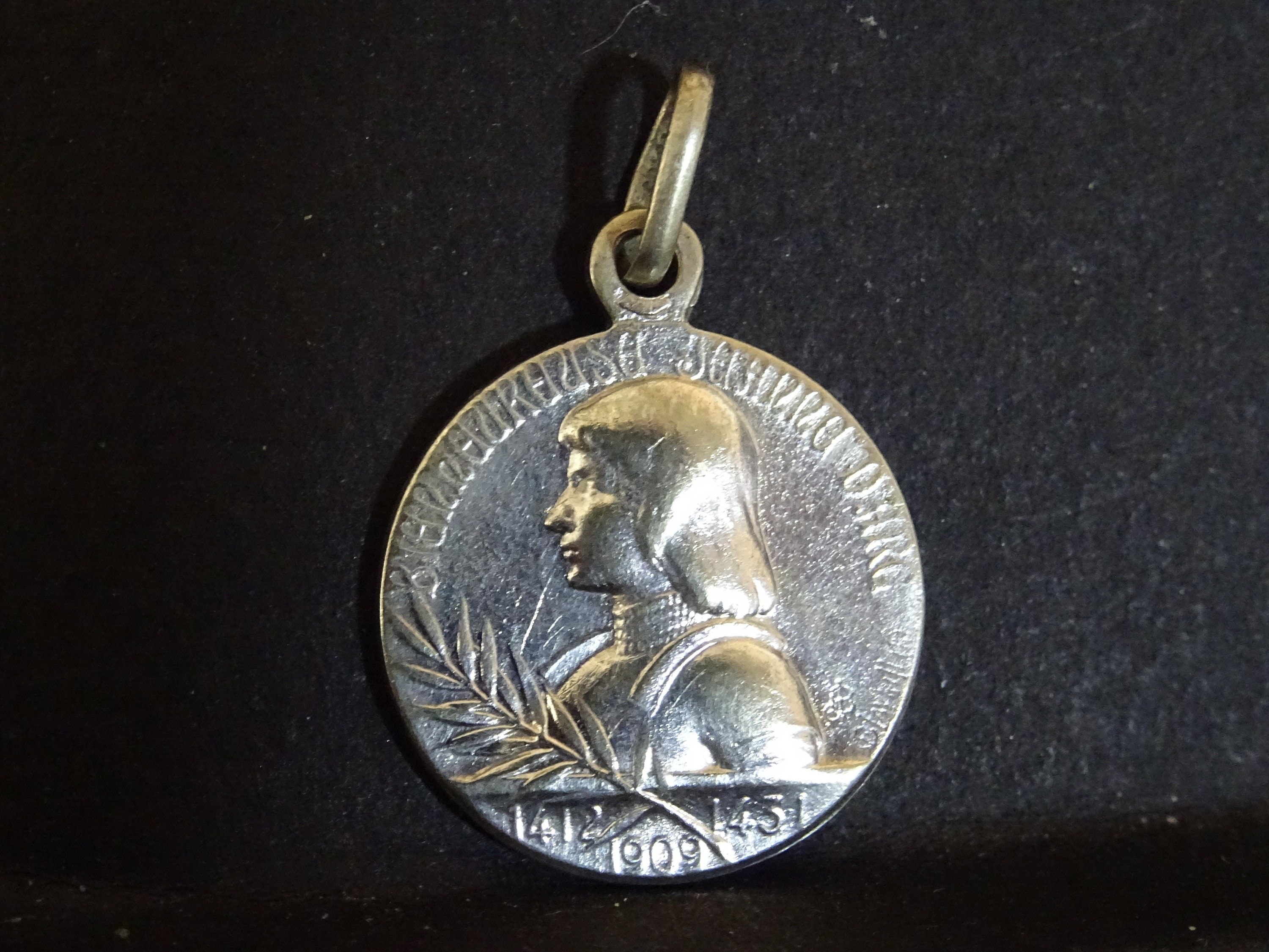 Argent Jeanne d'arc Medaille Médaille Charme Souvenir Signé Jb