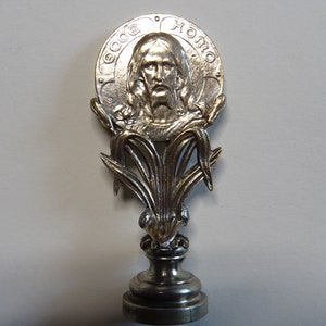 Timbro con sigillo di cera francese. Religiosa Vergine Maria e Gesù Art Nouveau 1900 BB 788