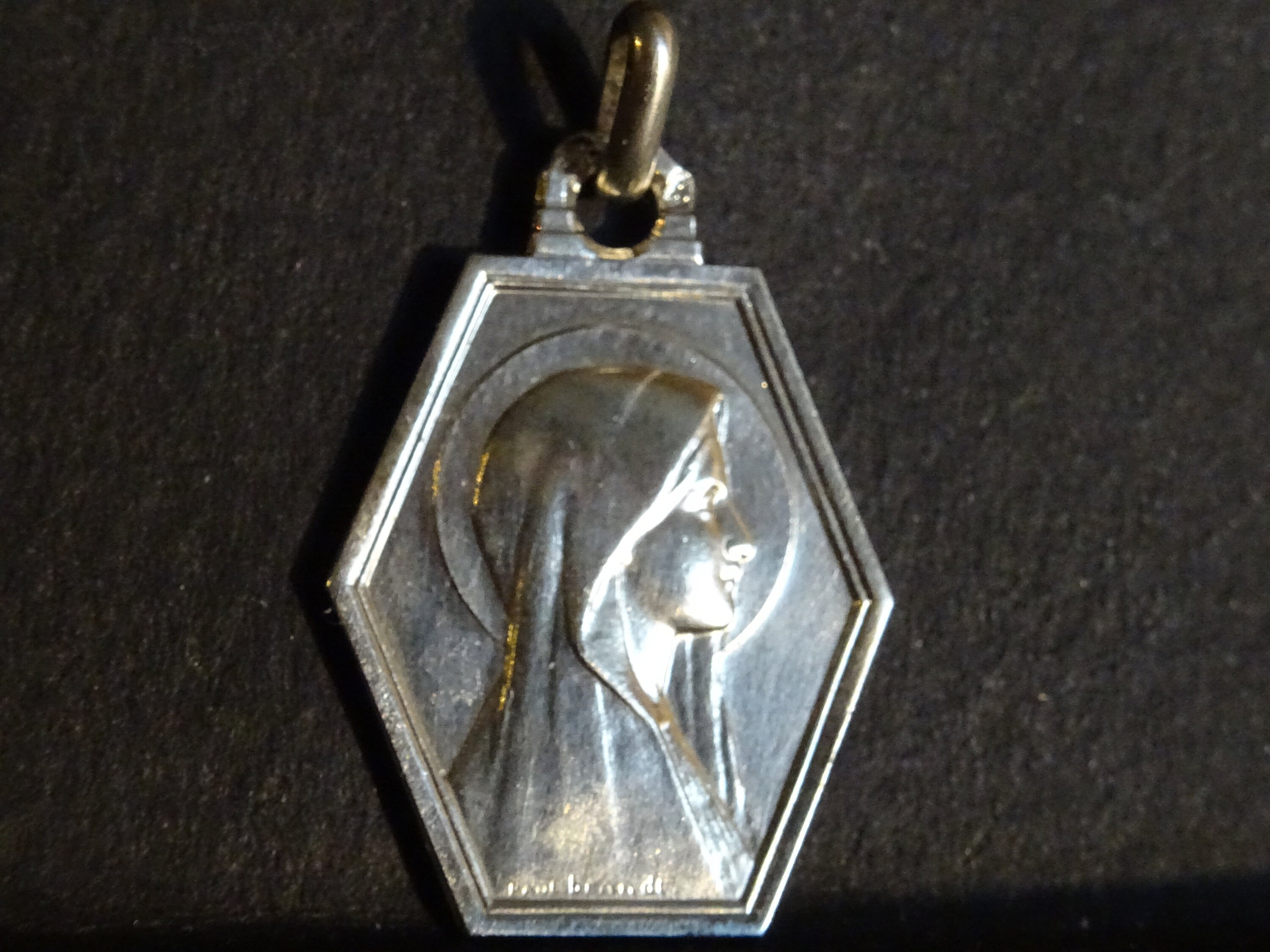 Vierge Marie Antique Religieuse Français Lourdes Pendentif. Médaillon Pendent Medaille Holy Charm