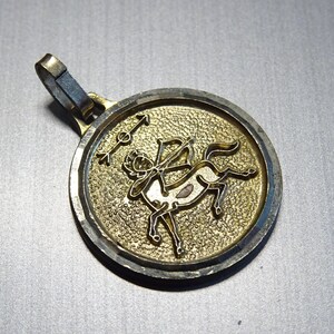 Sagittarius Silver, Gold Colour Pendant medallion Holy Charm BB 899