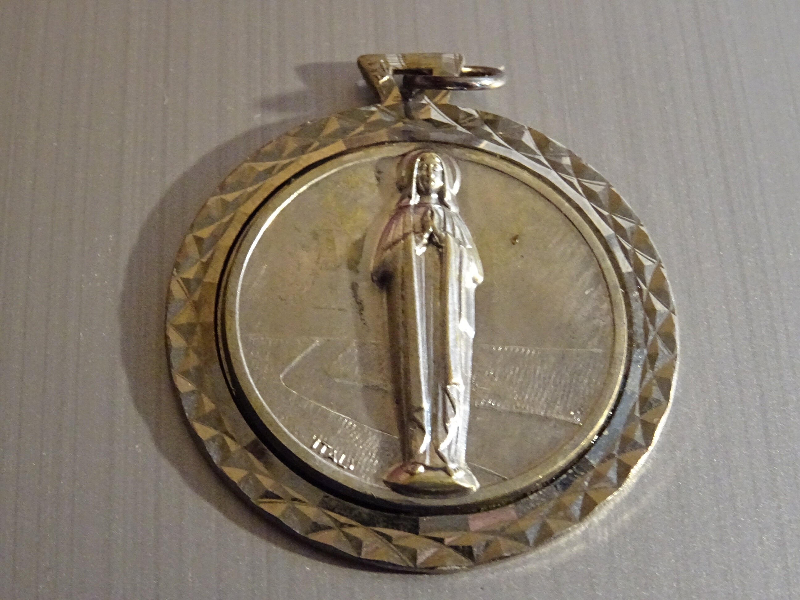 Jésus Ouvrant La Voie. Road Of Life Italien Argent M, Pendentif Catholique Vintage Médaillon Saint C
