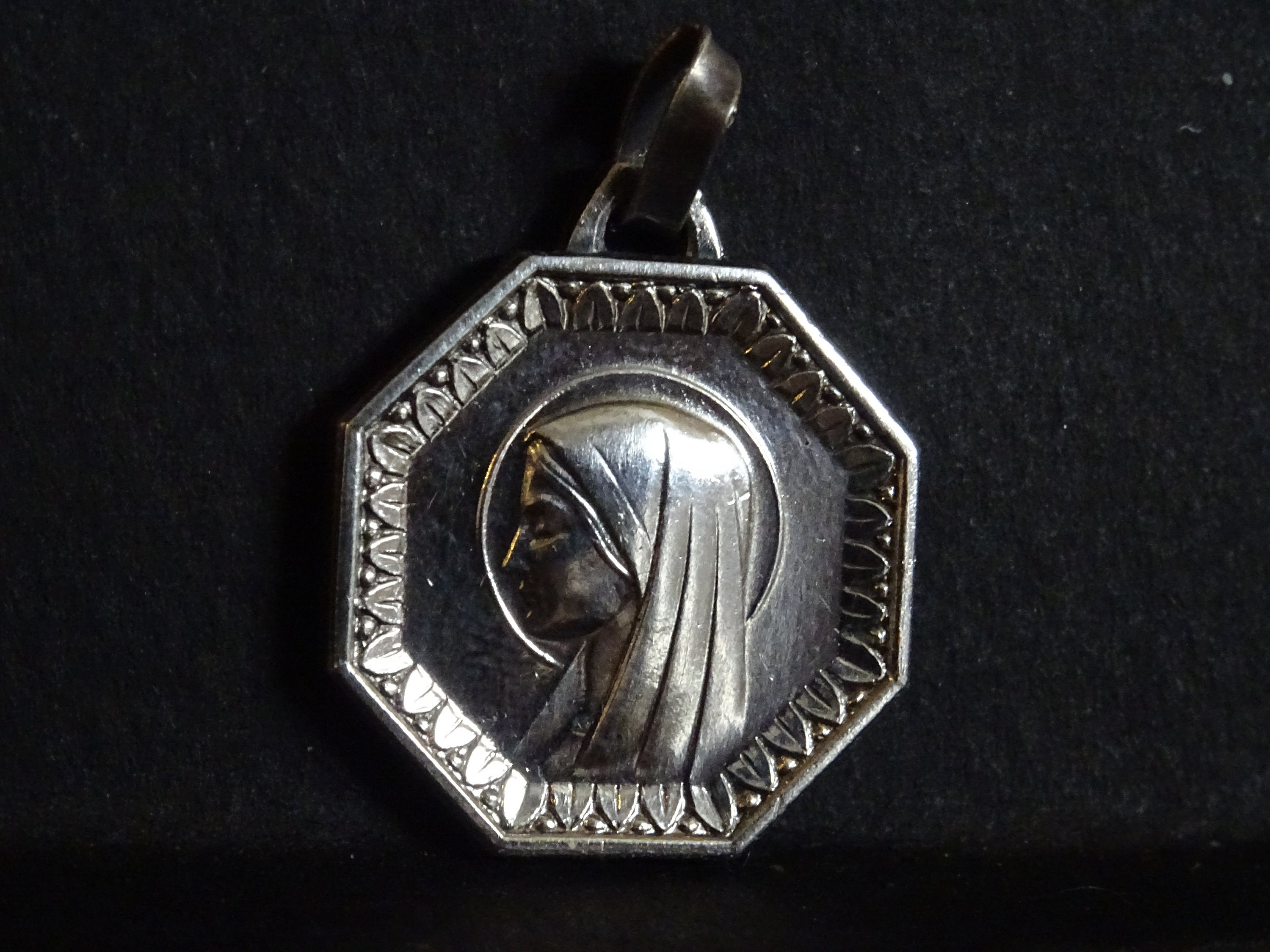 Vierge Marie Hexagonale Medaille Français Médaille d'argent