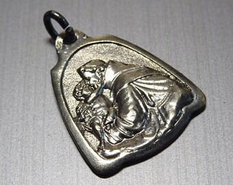 St. Antony with Roses . Religious Pendant  Medallion Holy Charm BB 740